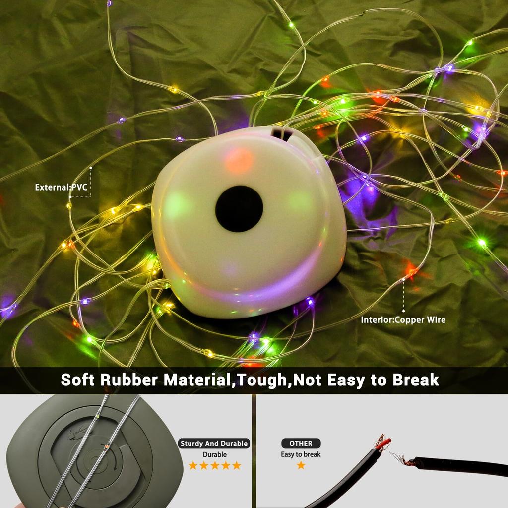 Camping-Lichterkette, 10 Meter, Lichtlaternen, Camping-Lichter, wasserdicht, wiederaufladbar, Taschenlampen