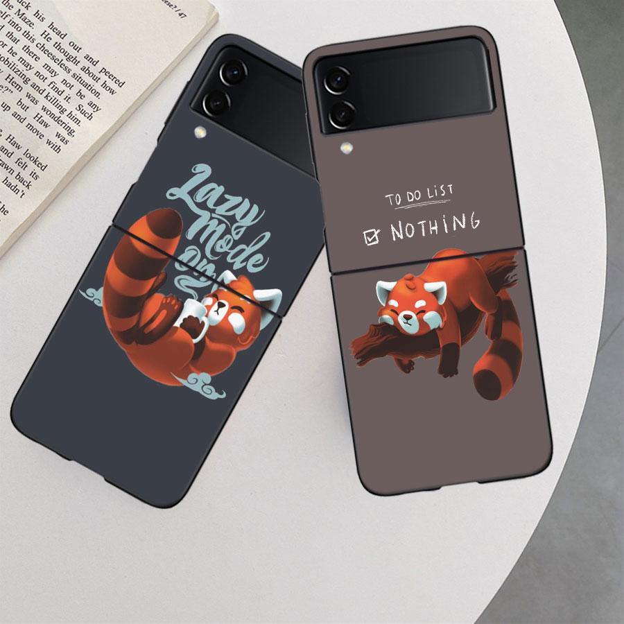 Cute Judo Swordsman Panda Case for Samsung Galaxy Z Flip 3 Flip 5 4 5G Black Hard Cell Phone Cover Samsung Z Flip 5 5G Luxury PC