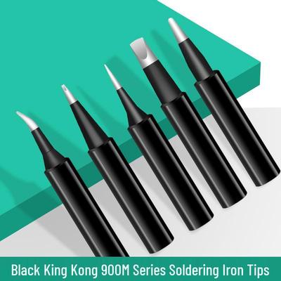 Black King Kong Soldering Iron Tips Set – 5-Piece 900M Internal Heating, Knife-edge & Pointed, Constant Temperature for 936 Soldering Stations