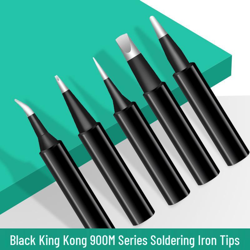 Black King Kong Soldering Iron Tips Set – 5-Piece 900M Internal Heating, Knife-edge & Pointed, Constant Temperature for 936 Soldering Stations