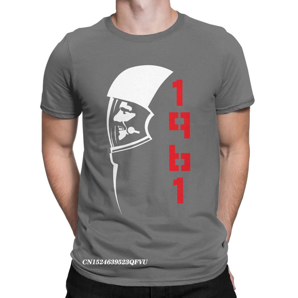 Men Yuri Gagarin USSR Cosmonaut Tops T Shirts Soviet Union Astronaut CCCP Cotton Tops Harajuku Tee Shirt Graphic Print T-Shirts
