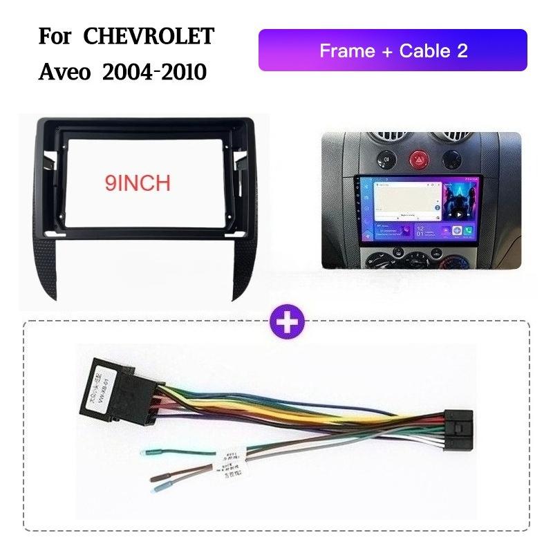 9 inç Chevrolet Aveo 2004 - 2010 için 2 Din Araba CD DVD Çerçeve Panel Radyo Çalar Ses Montaj Adaptörü Gösterge Paneli Trim Kitleri