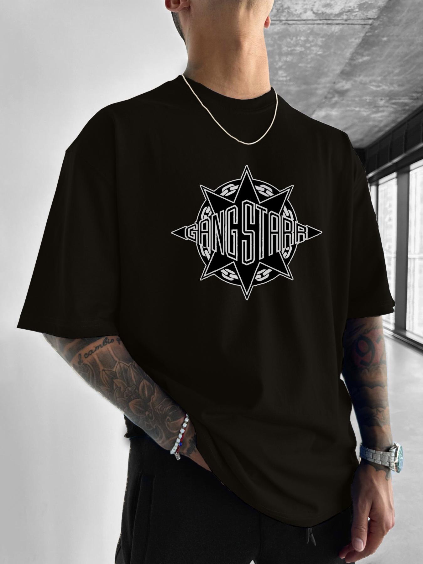 

Gang Starr Logo Print TShirt Fashion Street Style Star Pattern Design Mens Printed Round Neck Short Sleeve Casual TShirt 2XL