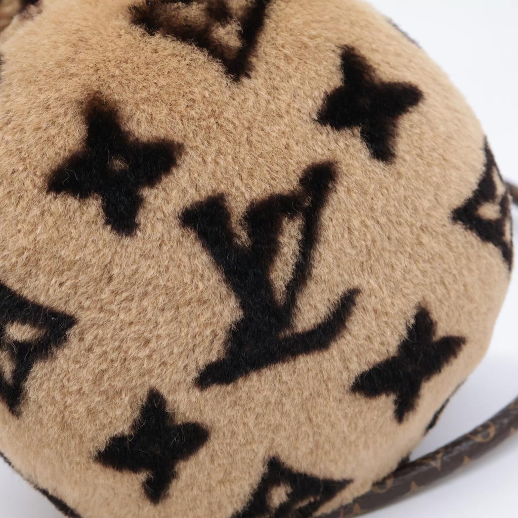 LOUIS VUITTON Excellent condition M67411 Cache Oreille Leogram fur leopard print ear muffler Scarf Beige x dark brownUsed