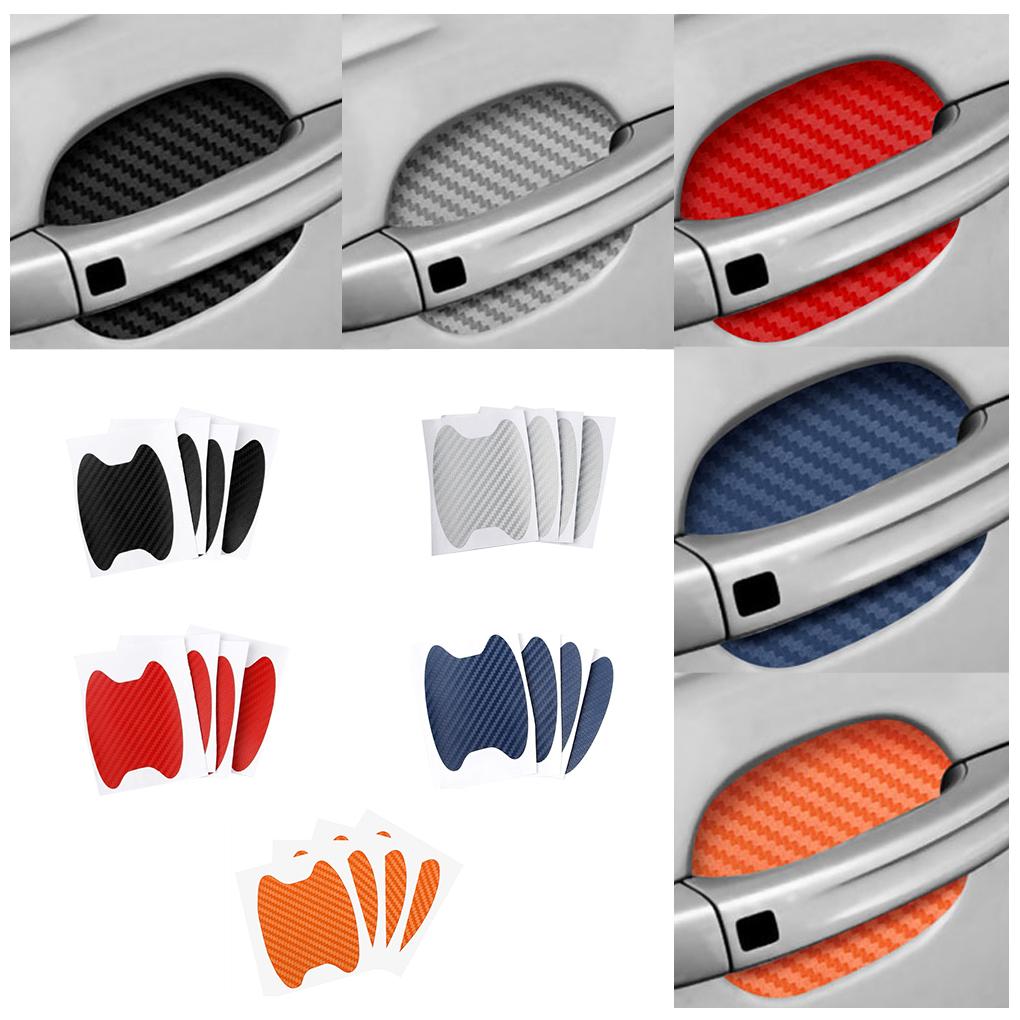 4Pcs/Set Car Door Sticker Carbon Fiber Scratches Resistant Cover Auto Handle