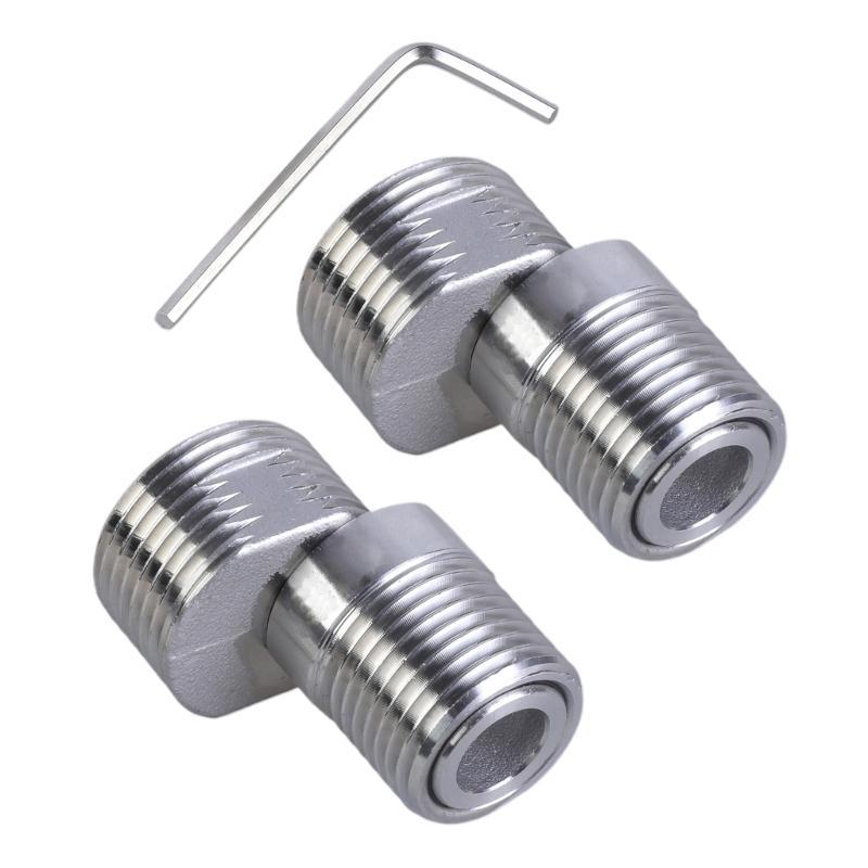 2Pcs Stainless Steels Shower Tap Adapter 360 Degree Adjustable Angled Bents Base Universals Shower Arm Extension Enduring