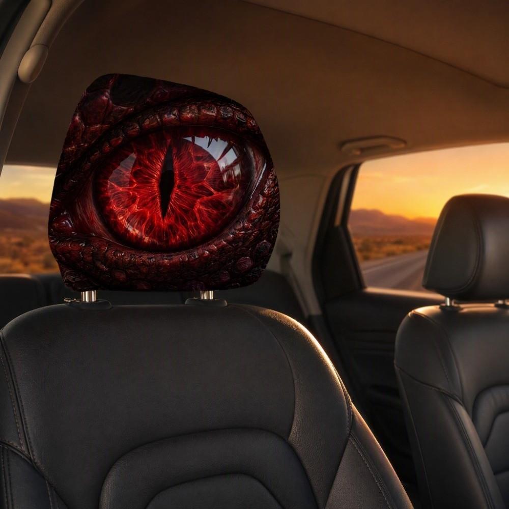 2PCS Scary Eyeballs Car Headrest Covers Simulation Dragon's Eye Car Seat Headcover Car Interior