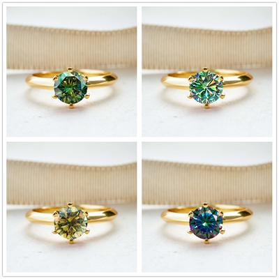 1,0 Karat 6,5 mm Moissanit-Ring für Charm Lady, 925 Sterling Silber, 18 Karat vergoldet, Diamanttest bestanden, Damenschmuck, Geschenk