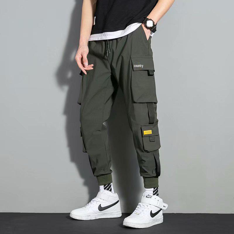 

Men s Trendy Hip-Hop Loose-Fit Multi-Pocket Overalls - Korean Style Casual Skinny Pants 2XL армія зелений колір