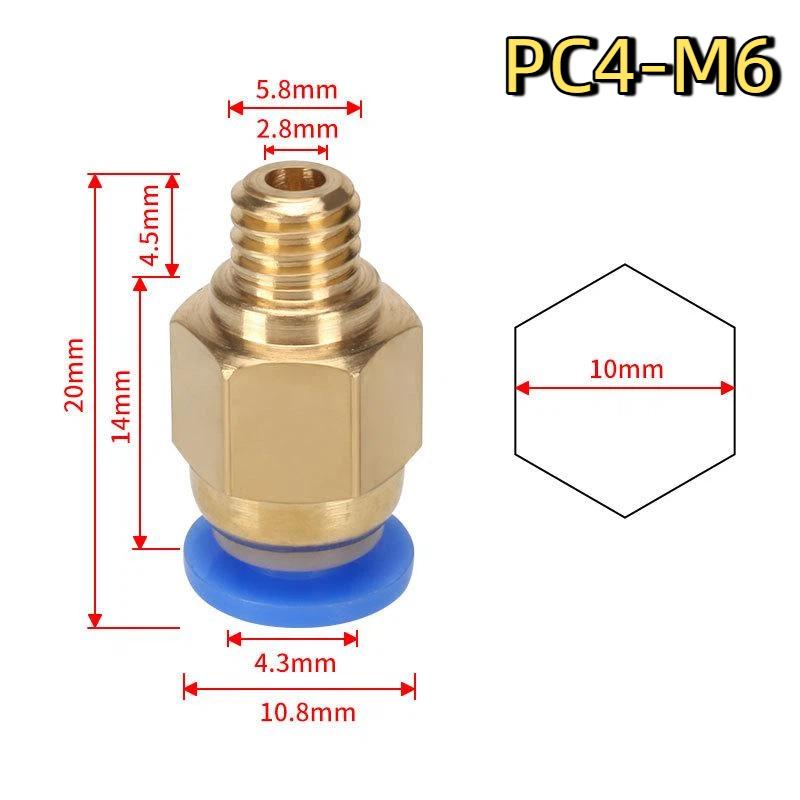 Leak Free 3D Printer Pneumatic Tube Fitting 1Pc PC4-M6 PC4-M10 PC4-01 Straight Male Connector for FDM 3D Printers A1