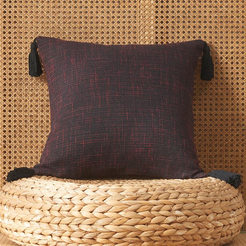 Solid Color Cotton And Linen Tassel Pillow Cover Household Literary Style Pillow Sofa Cushion Without Core Simple Pillow Cover