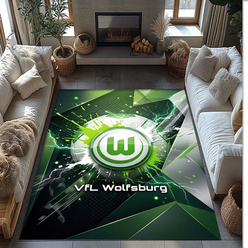 VfL Wolfsburg FC Soccer Football Pattern Soft Area Rug Non Slip Indoor Floor Carpet Sports Decor Mat for Bedroom