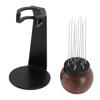 Needle Type Coffee Stirrer with Stand Stainless Steel Needle Walnut Handle Professional Needle Type Coffee Distributor
