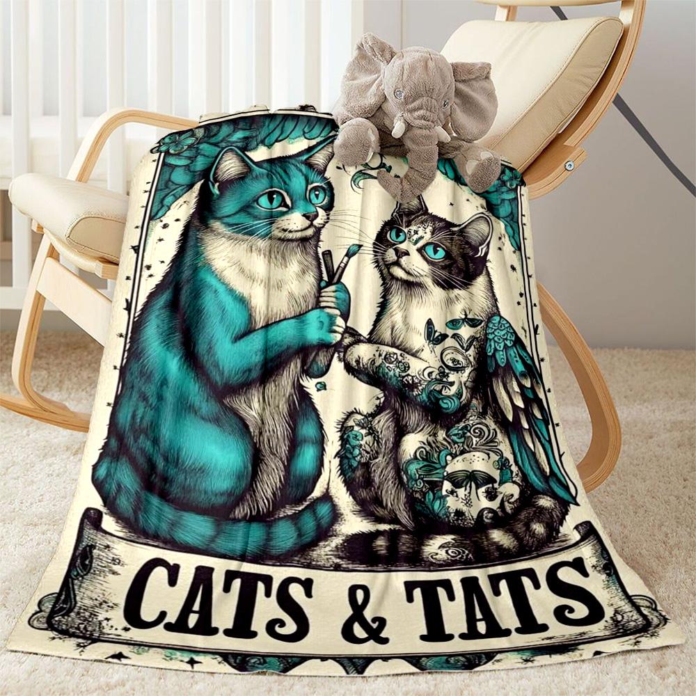 

Tattooed Cats And Flowers blanket Suitable for offices, travel, living rooms also a good gift for friends and family Suitable for all seasons. 80cmx120cm