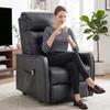 Electric Reclining Lift Chair In PU Leather With Remote Control Spring Seat Footrest Gray