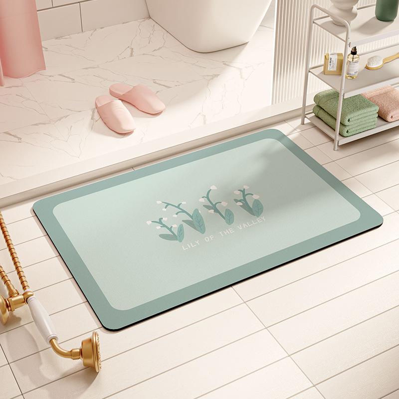 Small Fresh Household Absorbent Mat Bathroom Floor Mat Cartoon Toilet Mouth Absorbent Foot Mat Toilet Non slip Mat Quick Dry