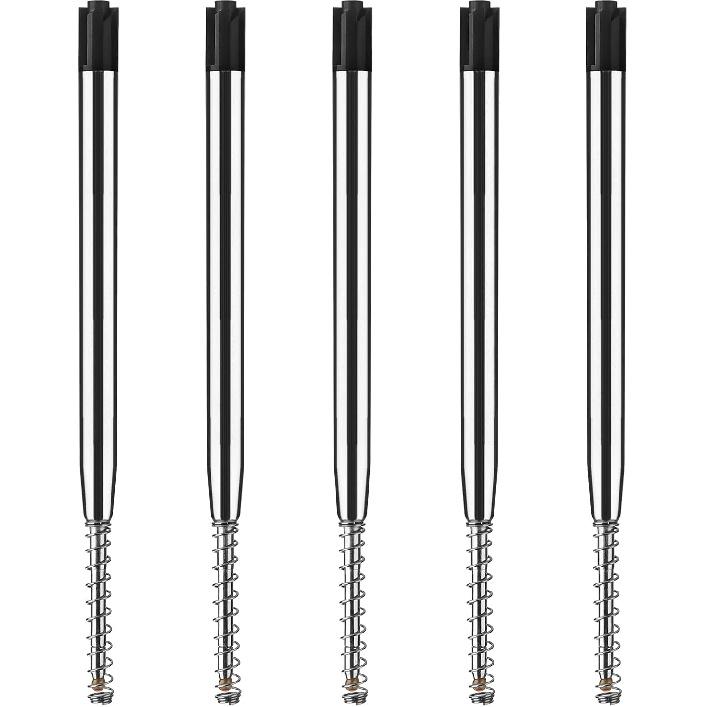 TIESOME 5pcs Replaceable Ballpoint Pen Refills with Spring Metal Ball Point Refills Smooth Writing Pen Refills, 0.7mm Retractable Ballpoint Pen