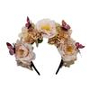 Elegant Flower Hairband Bohemian Style Realistic Butterfly Headband for Girls Halloween Trendy Model Show Headband