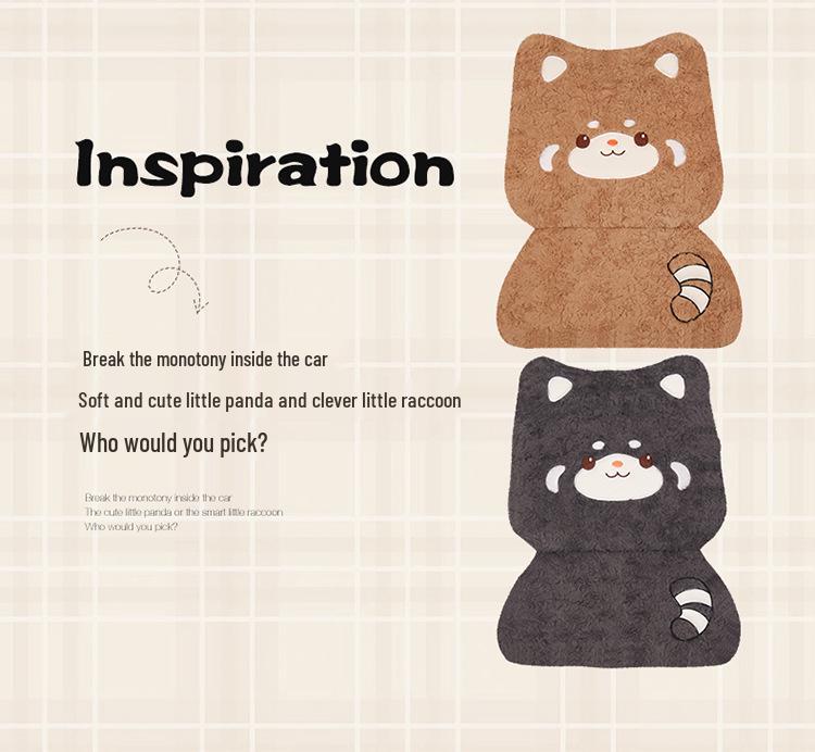 Cartoon Raccoon Winter Plush Car Seat Cushion