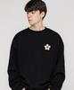 GRAVER [Unisex] Tyl White Flower Smile Logo Sweatshirt_Black