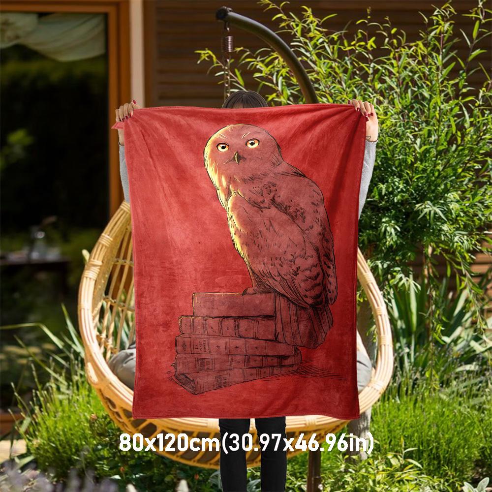 1pc owl books red Outdoor Flannel Throw Blanket All Season Soft Warmth,Home Decor 1031237