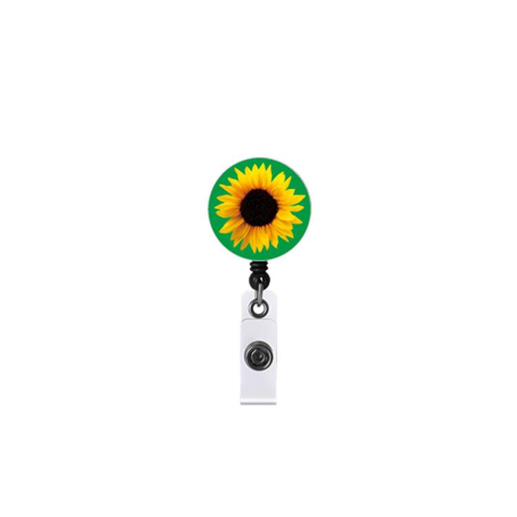 Black Sunflower Phone Lanyard with Retractable Buckle PVC ID Card Holder