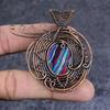 Natural Rainbow Calsilica Gemstone Copper Wire Wrap Jewelry Pendant 2.36" U8v18