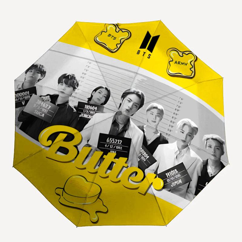 1 шт. Автоматический складной зонт BTS Butter, Автоматический складной зонт с 8 спицами, Удобен для использования на улице 052