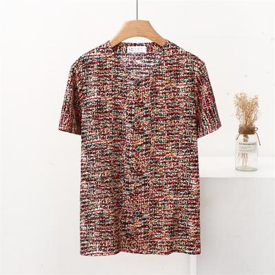Cotton Silk Women's Tops Summer Thin Rayon Cardigan Printed Loose Floral Shirt T-shirt