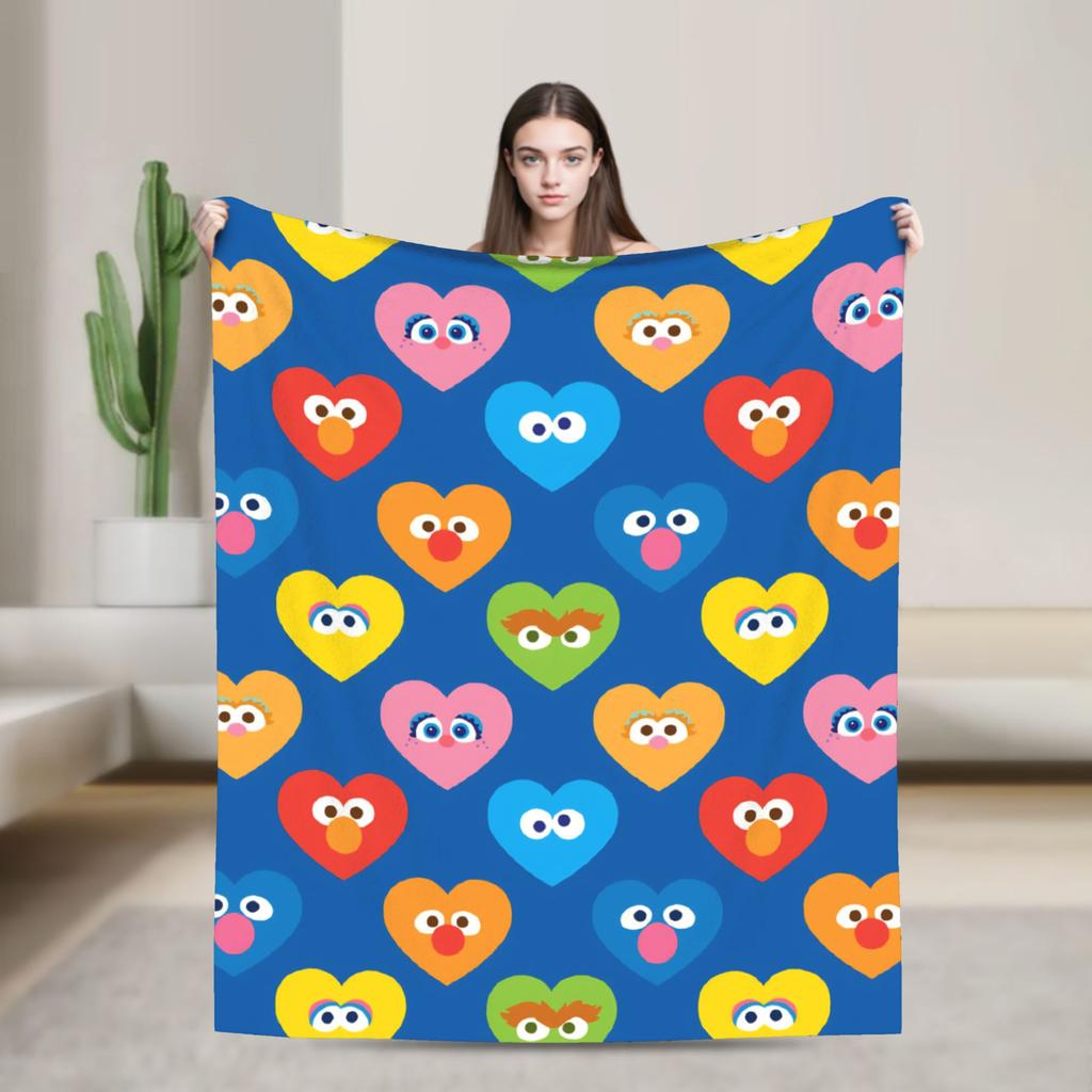 Super Warm Blanket Airplane Travel Zoe and Rosita on Yellow Bedding Throws S-Sesames Streets Flannel Bedspread For Couch Bed
