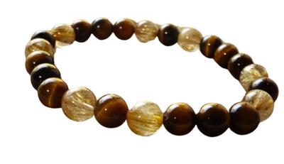 The Ultimate Gold Rutilated On Your Gold Rutilated Eye Bracelet for Men and Women Natural Stone Power Stone 8mm 20cm Men with Kanaishi [Wear