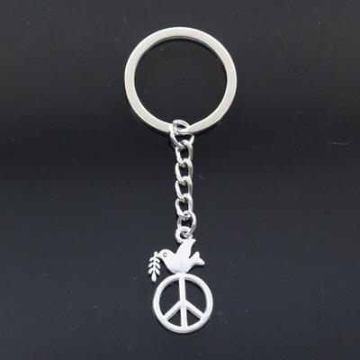 Módny prívesok na kľúče 28 x 16 mm Peace Dove s príveskami olivovo striebornej farby DIY Muži Šperky Držiak prívesku na kľúče do auta Suvenír na darček