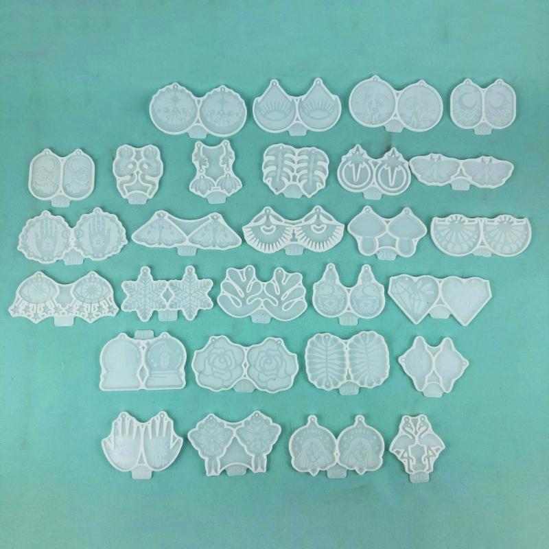 28 Peças Vários Estilos Brincos de Geometria Moldes de Silicone Adequados para Artesanato Diy com Epóxi Ornamento Pingente Fabricação de Chaveiros