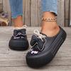 Women's Bow Decor Platform Clogs, Stylish Closed Toe Summer Beach Slide Shoes, Fashion Outdoor Lace-up Beach Garden Sandals
