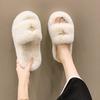 Fashion Platform Flat Plush Slippers for Women 2025 Autumn and Winter New Korean Version Flat Bottom Thermal