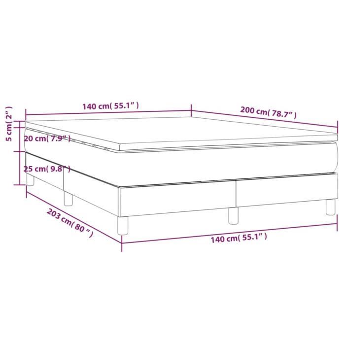 3144180 vidaXL Lit à sommier tapissier avec matelas Crème 140x200 cm Tissu