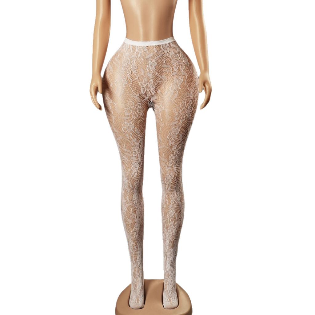 Leggings pantyhose one-piece bare-leg artifact fun female mention flower elastic sexy stepping net socks