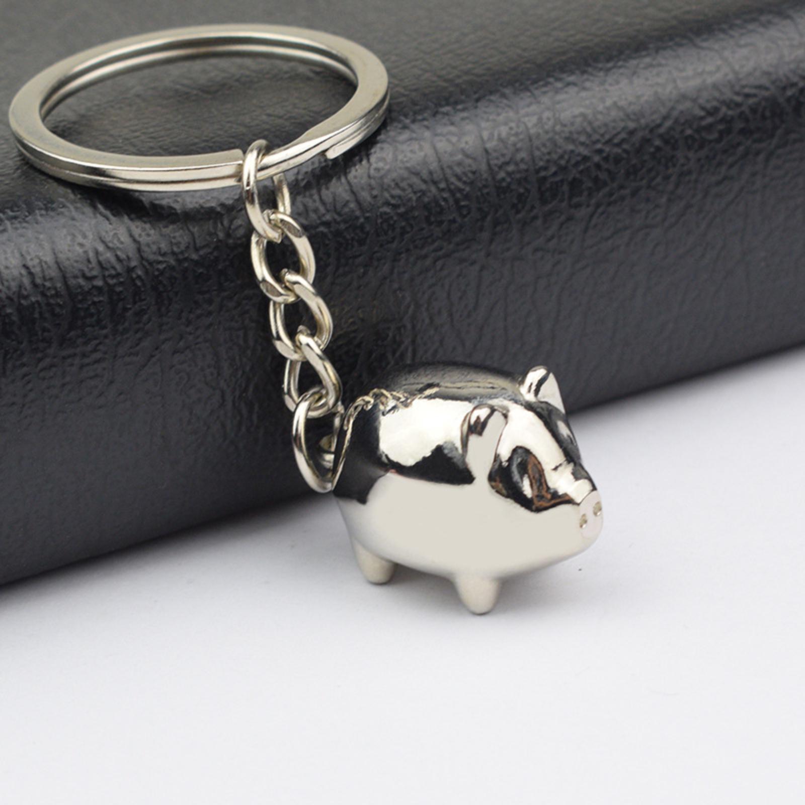 

Metal Keychain With Cute Pig Design One Size
