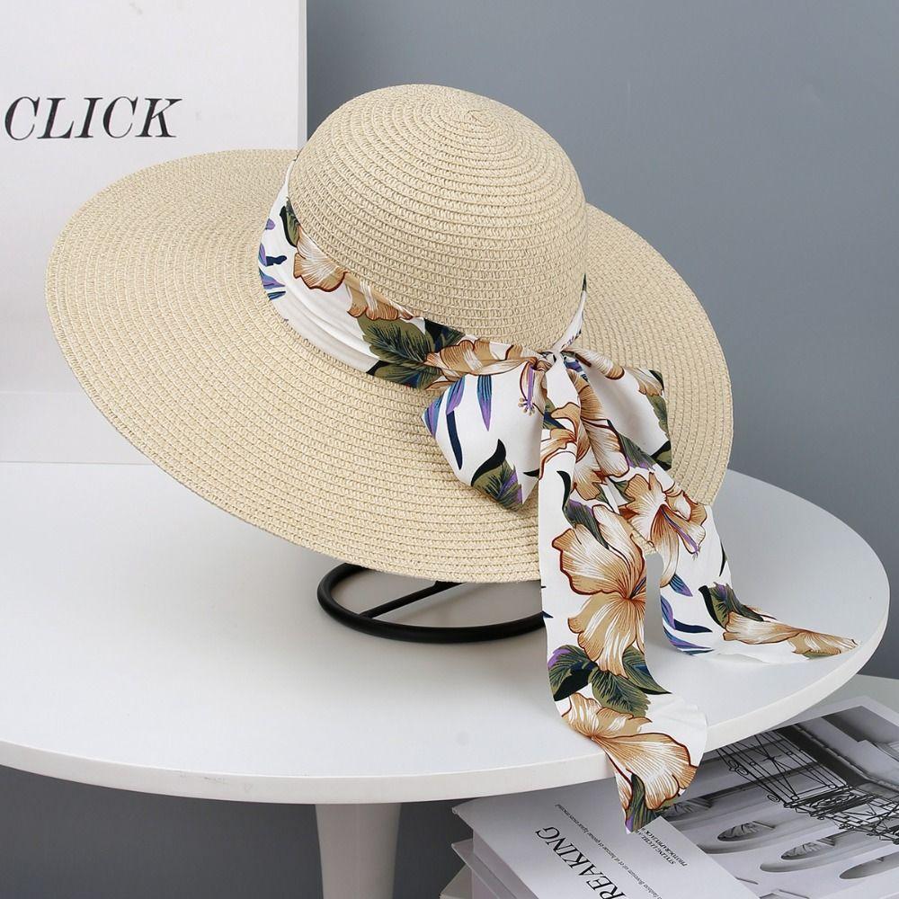 Sun Protection Straw Beach Hat Large Capacity Tote Bag Portable Beach Bag Travel Outdoors