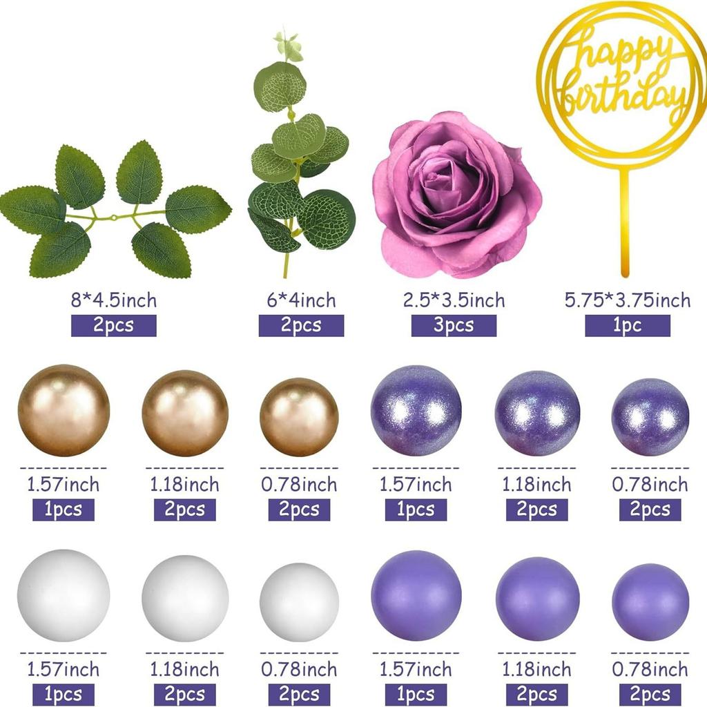 28 BUC Torturi Decorate Tort cu Flori Violet Aur Alb Boem La Mulți Ani Tort Decorat Nuntă