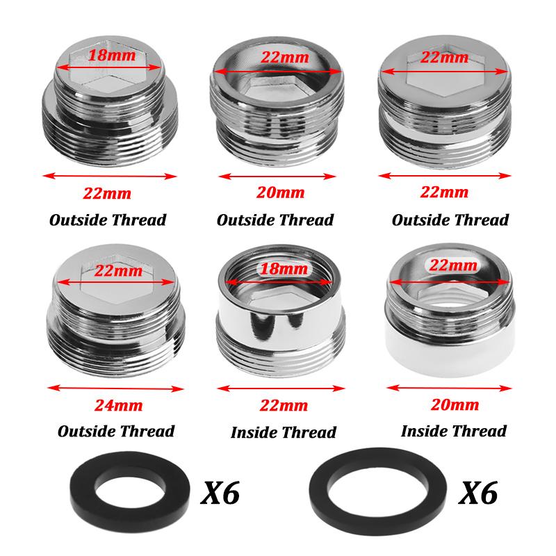 Küchenarmatur Adapter Set 18/20/22/24mm auf 22mm Mit Dichtung Metall Außengewinde Innengewinde Sparhahn Belüfter Verbinder Badezimmerzubehör