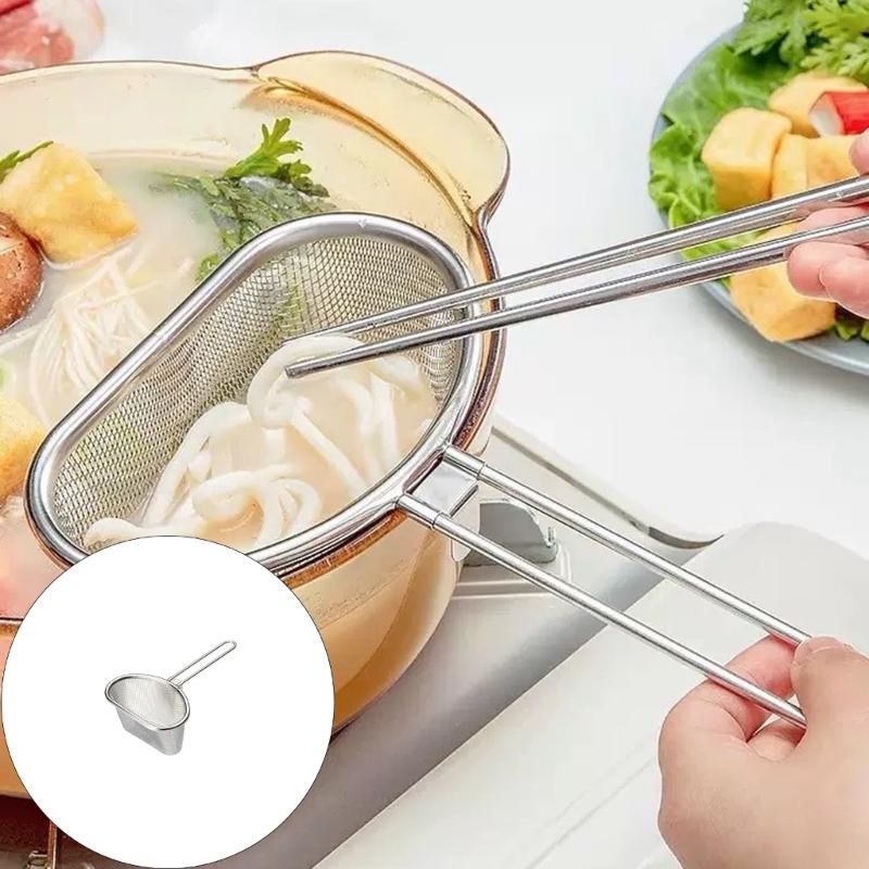 Edelstahl-Sieb mit feinen Löchern Korrosionsbeständiges Küchenwerkzeug Abseiherlöffel mit langem Griff