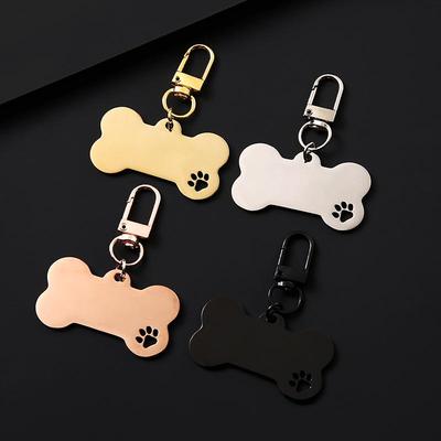 Customizable Pet Bone Dog Tag Keychain Pendant with Logo Cut-out and Engraving Options