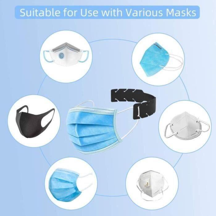 Mask Strap Extensions - Glife - Black - 20pcs - Silicone Ear Hook - Travel Mask