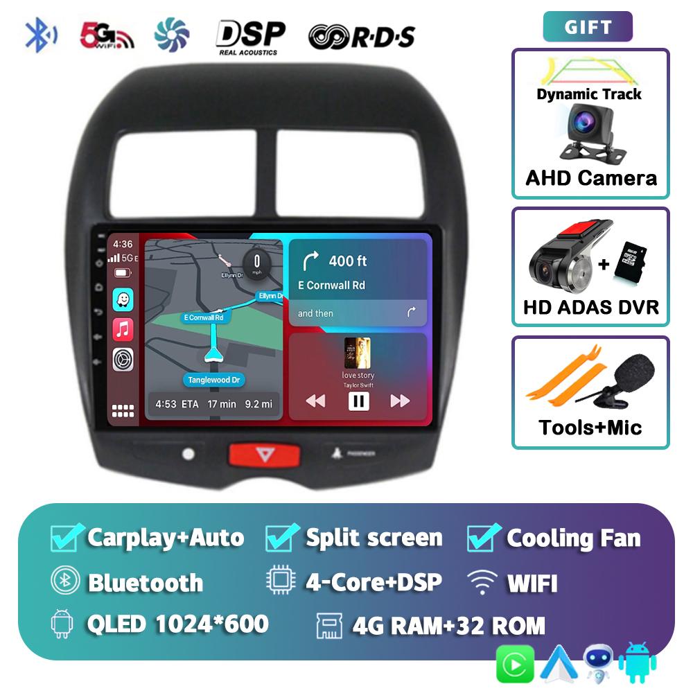 Android 14 Carplay Auto For Mitsubishi ASX 1 2010 2011 2013 2014 2015 2016 Car Radio Multimedia GPS Player Stereo WiFi+4G BT DSP