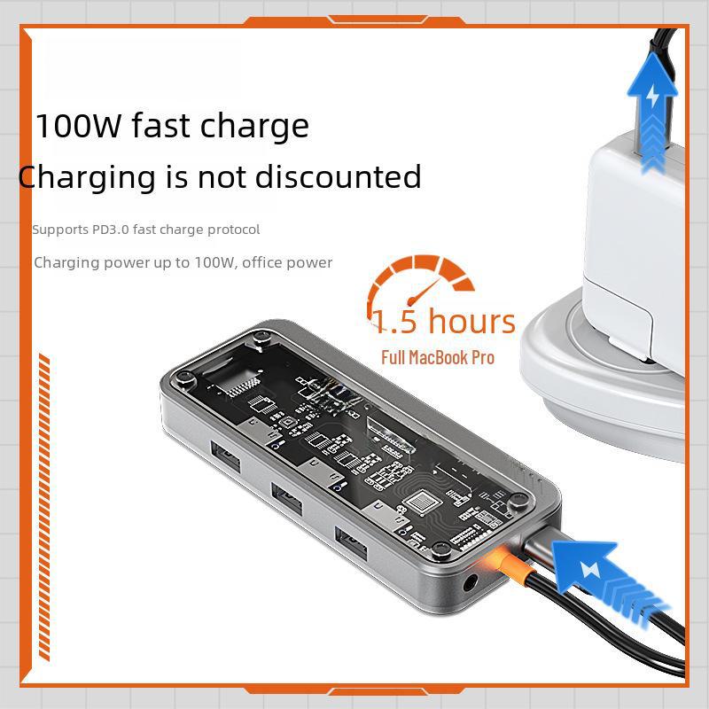 10-in-1 Transparent Type-C USB Hub Expansion Dock