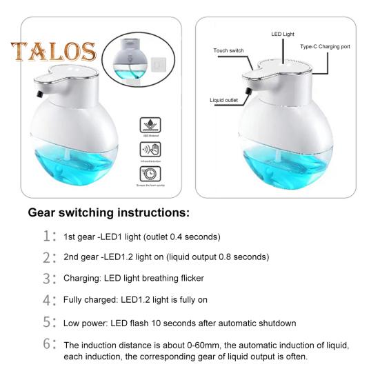 Distribuitor automat de săpun cu senzor, reîncărcabil, 500 mAh, flacon transparent, senzor infraroșu, dozator de săpun lichid fără atingere