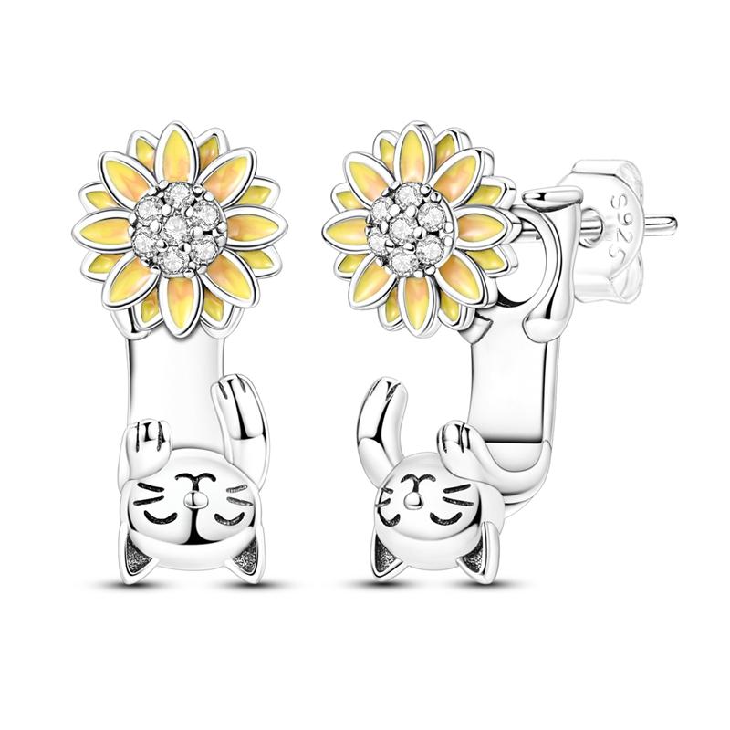 New 925 Silver Earrings Butterfly Sunflower Luminous Firefly Iris Hoop Earring For Women Making Jewelry Gift
