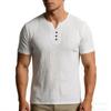 Men Chinese Style Retro Casual V Neck Short Sleeve Solid T Shirt