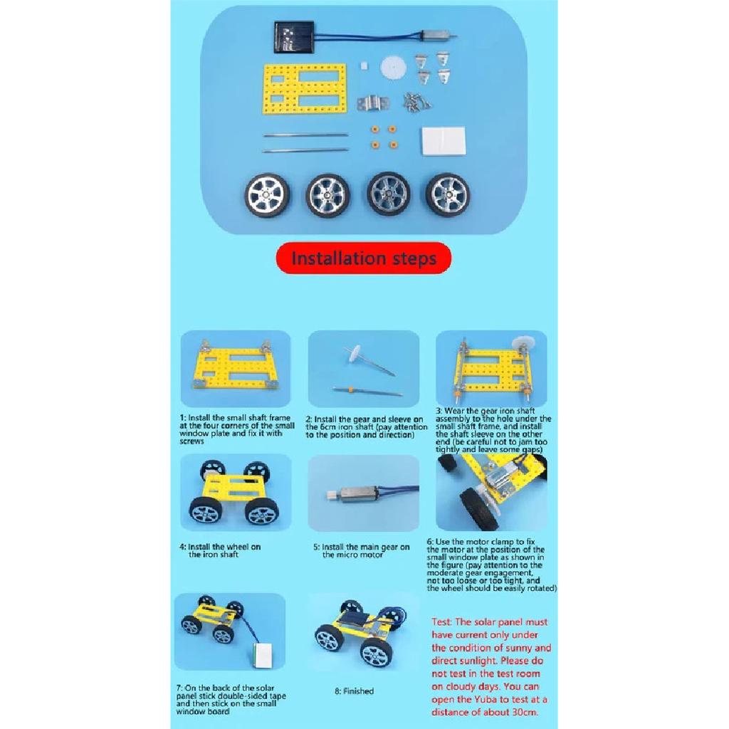 Solar Car Toy for Kids Mini DIY Assembled Energy Powered Car Kit STEM Educational Toys for Children Creativity Birthday Gift